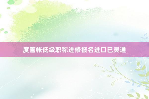 度管帐低级职称进修报名进口已灵通